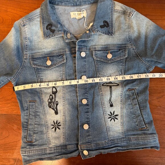 Truly One-of-a-Kind Hand Block Printed Forest Nymph Jean Jacket 🧚🏻‍♂️ - Picture 13 of 15